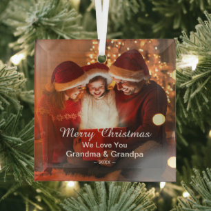 Frohe Weihnachts-Liebe Oma Opa Foto Ornament Aus Glas