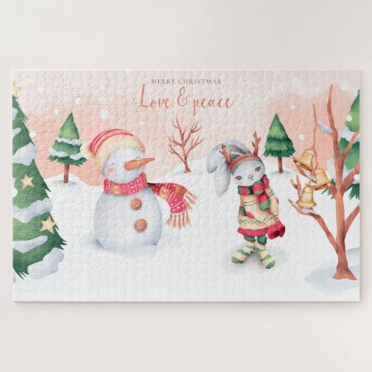 Frohe Weihnachts-Liebe und Frieden Puzzle (Horizontal)