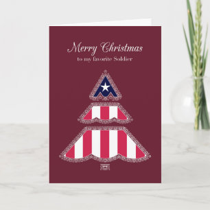 Frohe Weihnachts Liebling Soldier, Patriotic Tree Feiertagskarte