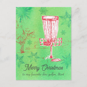 Frohe Weihnachts Lieblings-Disk Golfer Personalisi Feiertagspostkarte