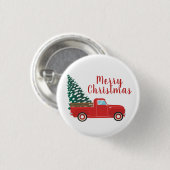 Frohe Weihnachts-Lieferwagen-LKW mit Baumrot Button (Vorne & Hinten)