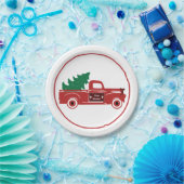 Frohe Weihnachts-Lieferwagen und Baum Pappteller (Party)