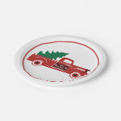 Frohe Weihnachts-Lieferwagen und Baum Pappteller (Schrägansicht)