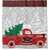 Frohe Weihnachts-Lieferwagen und Baumduschvorhang Duschvorhang (Vorderseite)