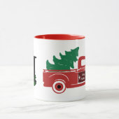 Frohe Weihnachts-Lieferwagen und Baummonogramm Tasse (Zentrum)
