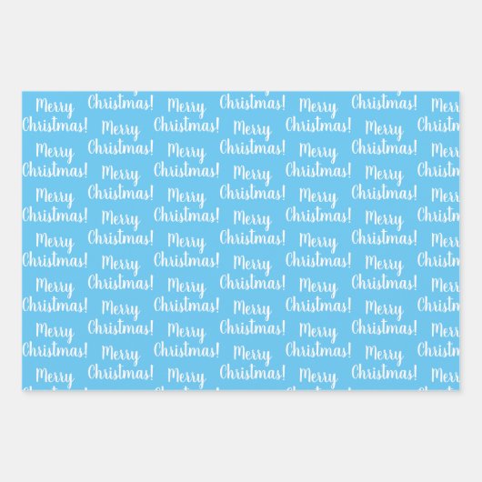 Frohe Weihnachts-Light Blue Triangle Geschenkpapier Set (Vorderseite 2)