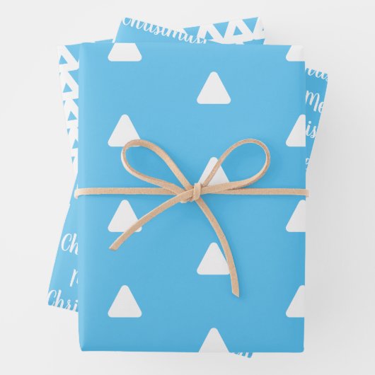 Frohe Weihnachts-Light Blue Triangle Geschenkpapier Set (Beispiel)