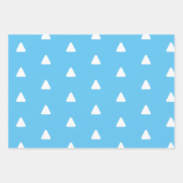 Frohe Weihnachts-Light Blue Triangle Geschenkpapier Set
