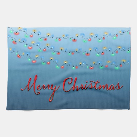 Frohe Weihnachts-Light-String Handtuch (Horizontal)