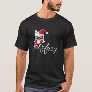 Frohe Weihnachts Llama Weihnachtsmannmütze Ugly Xm T-Shirt