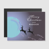 Frohe Weihnachts Magical Reindeer Moon Name Magnetkarte (Vorne/Hinten)