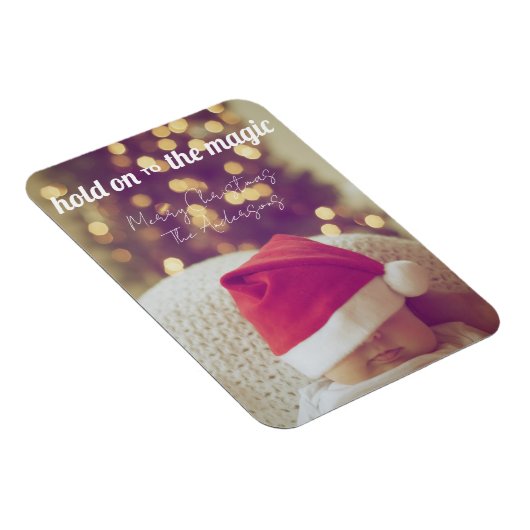 Frohe Weihnachts-Magie Custom Foto & Text Gruß Magnet (Rechte Seite)