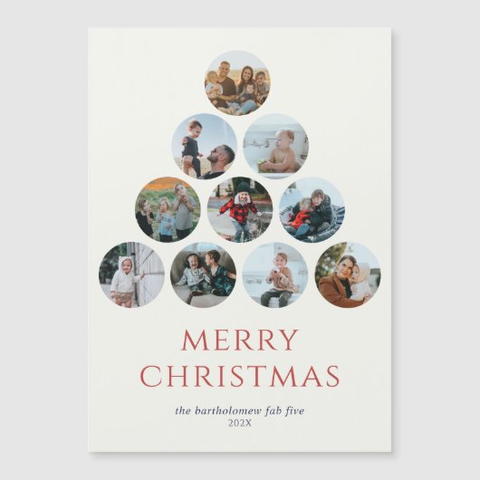 Frohe Weihnachts Magnet 10 Fotos Rot (Vorderseite)