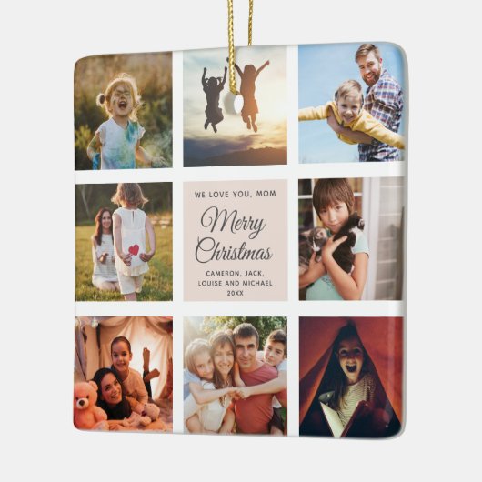 Frohe Weihnachts-Mama Chic Blush Pink FotoCollage Keramikornament (Links)