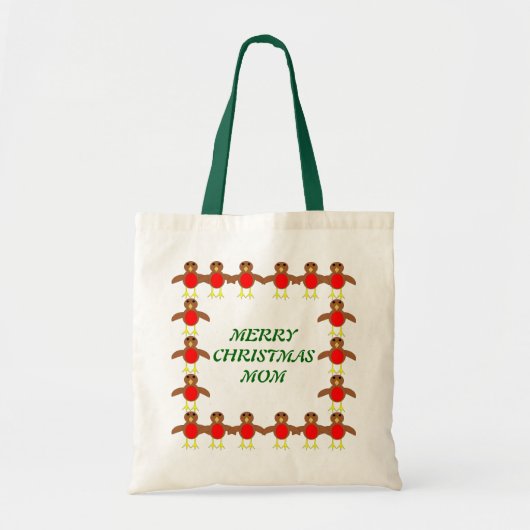 Frohe Weihnachts-Mama Custom Robin Geschenktasche Tragetasche (Vorne)