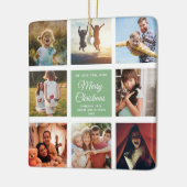 Frohe Weihnachts-Mama Dusty Green Chic FotoCollage Keramikornament (Links)