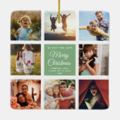 Frohe Weihnachts-Mama Dusty Green Chic FotoCollage Keramikornament (Rückseite)