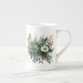 Frohe Weihnachts-Mama Green Floral Porzellantasse (Rechts)