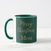 Frohe Weihnachts-Mama Grün und Gold-Script Tasse (Links)