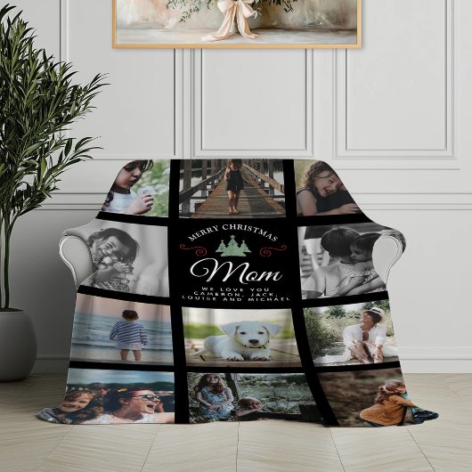 Frohe Weihnachts-Mama Moderne Familienfoto Collage Fleecedecke