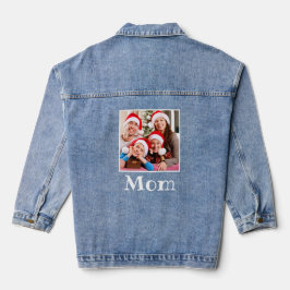 Frohe Weihnachts-Mama Name und Foto Blau Jeansjacke