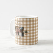 Frohe Weihnachts-Mama Rustic Brown Gingham Foto Kaffeetasse (Vorderseite Links)