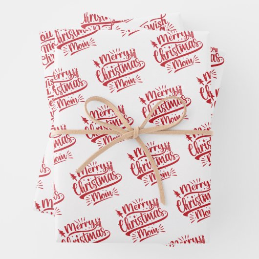 Frohe Weihnachts-Mama Vater Typografie Familienurl Geschenkpapier Set (Beispiel)