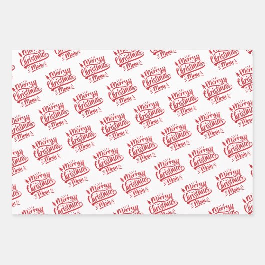 Frohe Weihnachts-Mama Vater Typografie Familienurl Geschenkpapier Set (Vorderseite)