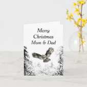 Frohe Weihnachts-Mama Vater Winterwald Owl Karte (Gelbe Blume)