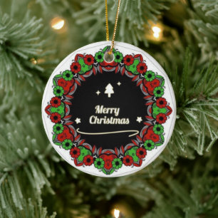 Frohe Weihnachts-Mandala-Designs Keramik Ornament