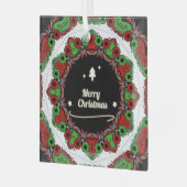 Frohe Weihnachts-Mandala-Designs Ornament Aus Glas (Vorderseite links)