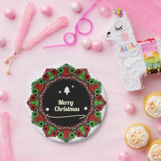 Frohe Weihnachts-Mandala-Designs Pappteller (Party)