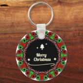 Frohe Weihnachts-Mandala-Designs Schlüsselanhänger (Vorderseite)