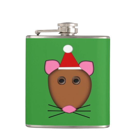 Frohe Weihnachts-Maus-Flasche Flachmann (Vorderseite)