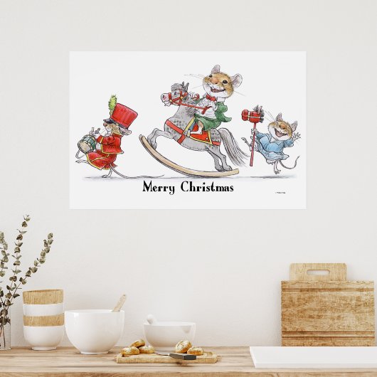 Frohe Weihnachts-Maus-Parade Print Poster (Küche)