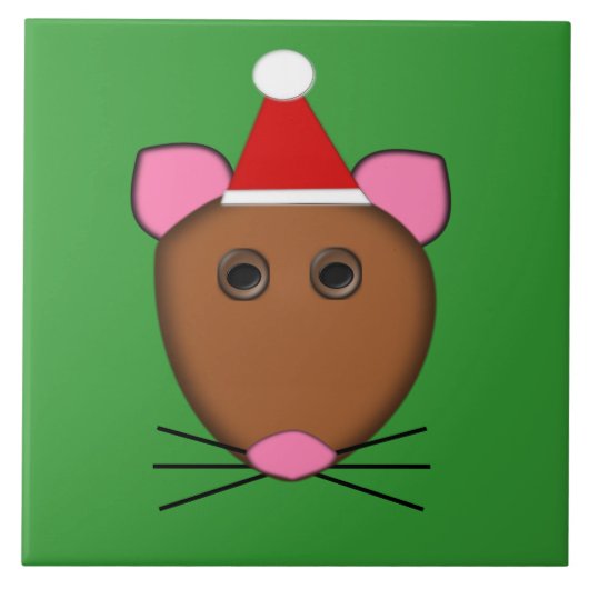 Frohe Weihnachts-Maus Tile Fliese (Vorderseite)