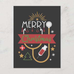 Frohe Weihnachts Medical Nurse Doktor Stethoscope Postkarte
