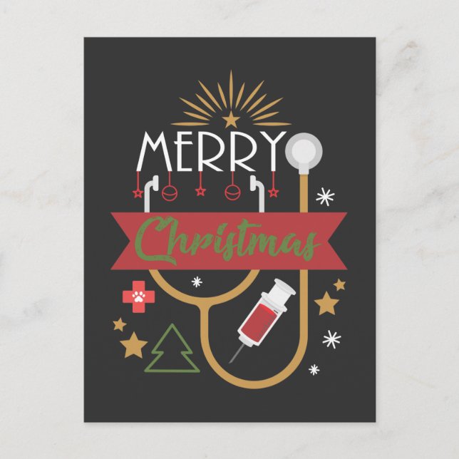 Frohe Weihnachts Medical Nurse Doktor Stethoscope Postkarte (Vorderseite)