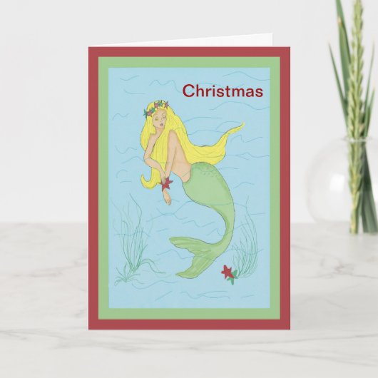 Frohe Weihnachts-Mermaid-Karte Feiertagskarte (Vorderseite)