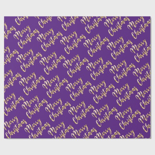 Frohe Weihnachts-Metallic-Gold-Drehbuch lila Geschenkpapier (Flach)