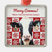 Frohe Weihnachts-Milchkühe Holstein Farm Snowflake Ornament Aus Metall (Vorne)