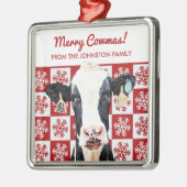 Frohe Weihnachts-Milchkühe Holstein Farm Snowflake Ornament Aus Metall (Links)