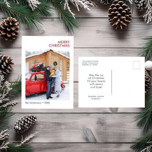 Frohe Weihnachts-Minimal-Foto Feiertagspostkarte