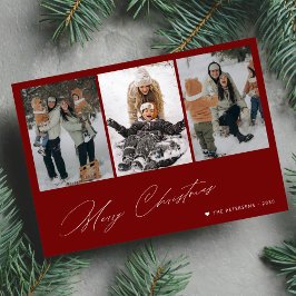 Frohe Weihnachts minimale Skript 3 Foto rot Feiertagskarte