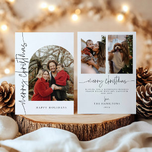 Frohe Weihnachts-Minimalistisch-Familie 2024-Karte Feiertagskarte