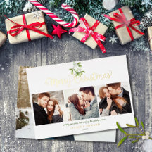 Frohe Weihnachts Mistletoe 4 Foto Gold