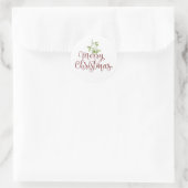 Frohe Weihnachts-Mistletoe Elegante-Script Runder Aufkleber (Tasche)