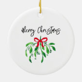 Frohe Weihnachts Mistletoe Festive Kiss Me Spaß Keramik Ornament (Hinten)