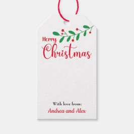 Frohe Weihnachts-Mistletoe-Filiale und Schneeflock Geschenkanhänger