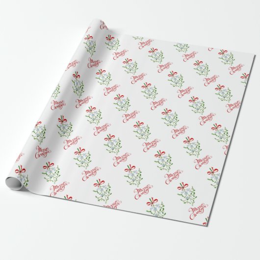 Frohe Weihnachts-Mistletoe Geschenkpapier (Ungerollt)